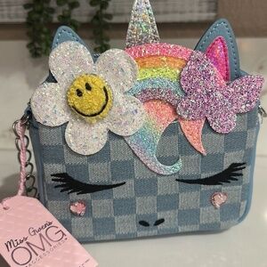 Miss Gwen's OMG Denim UNICORN RAINBOW Purse